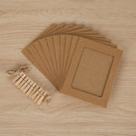 cadres photo carton corde linge pinces linge bois marron clair blanc noir rustic