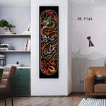 affiche murale serpent feu graphique noire verte rouge orangée jaune imprimée 150x40cm graphique stylisée