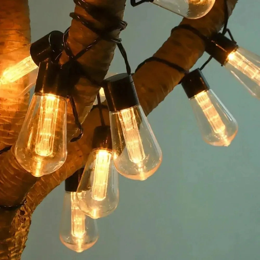 guirlande lumineuse solaire extérieure 20 led transparentes clips câble noir vintage moderne