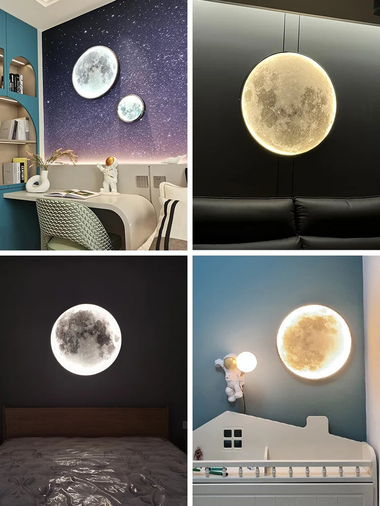 lampe murale lune moderne blanc gris éclairage quotidien led dimmable 3000k 6000k monté surface
