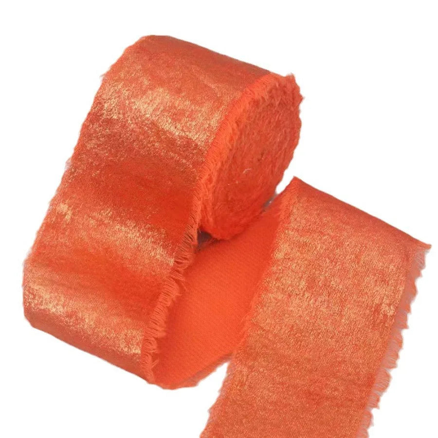 ruban satiné bord effiloché 5mètres polyester largeur 4.5cm couleurs rose rouge gris noir bleu