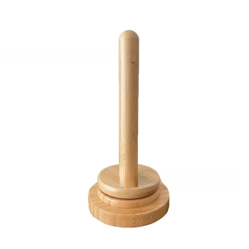 support vertical rotatif bois pelotes fil brodé rustique minimaliste porte serviettes papier