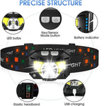 lampe frontale led rechargeable étanche réglable bandes élastiques couleurs multiples moderne utilitaire