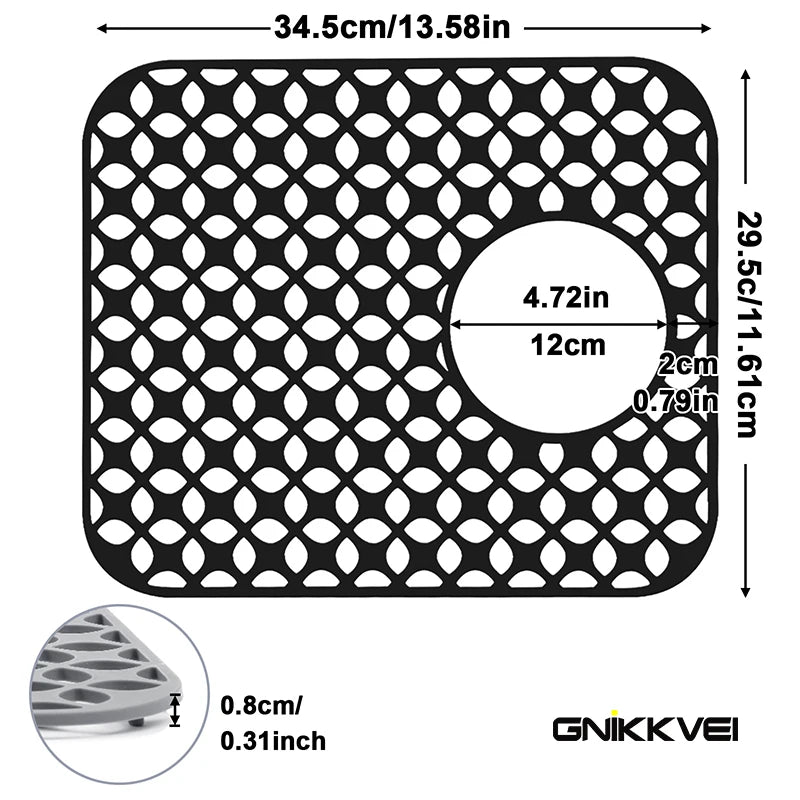tapis cuisine silicone perforé moderne noir 200°C résistant 46.2cm 31.7cm