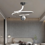 suspension lumineuse moderne minimaliste spirale sphère texturée noir blanc led chambre salon