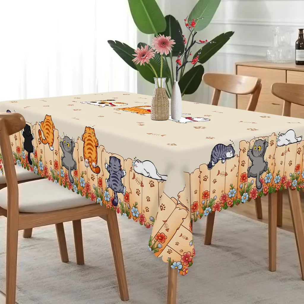 nappe table imperméable chats colorés motifs floraux moderne printemps été hiver automneextérieur usage domestique