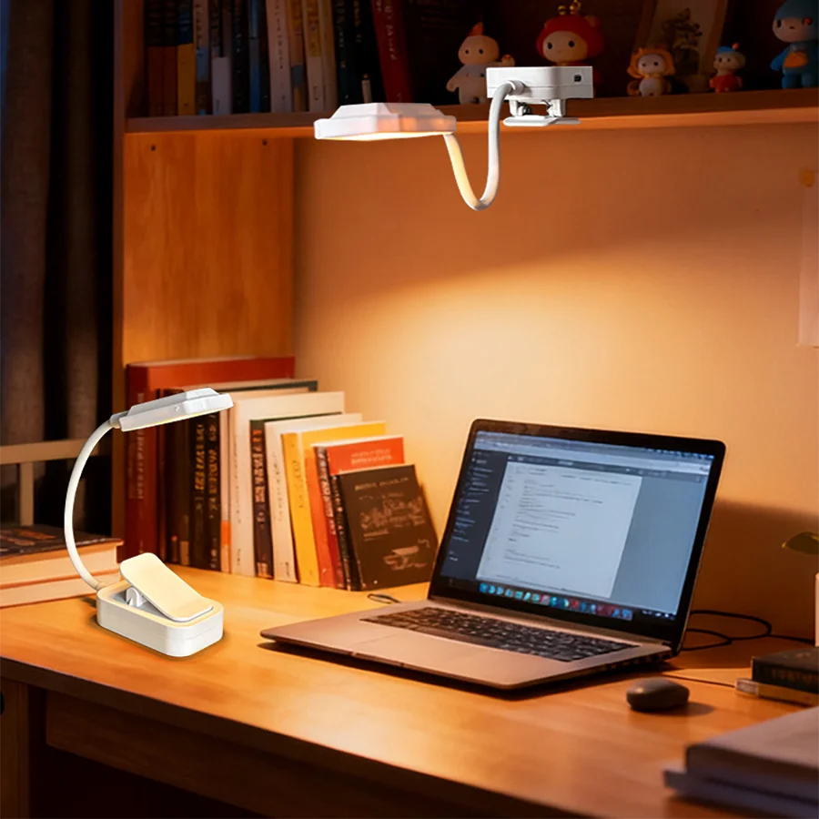 lampe lecture led rechargeable usb luminosités yeux protégés flexibilité blanc moderne minimaliste