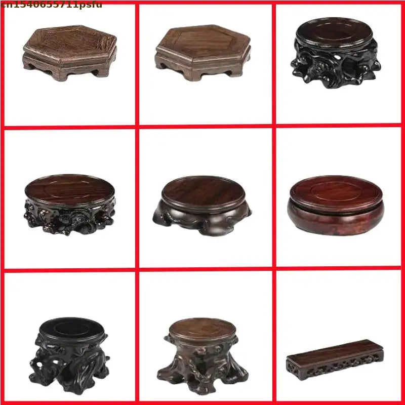 support bois sculpté socle décoratif plante bonsaï figurine pot fleur