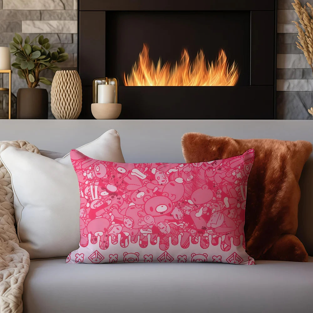 housse coussin dessin animé ours triste polyester moderne rose salon 30x50cm 40x60cm 48x74cm 50x70cm