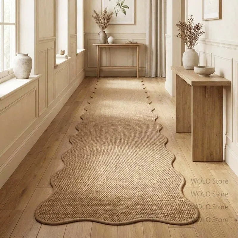 tapis moderne beige gris salon chambre prière extérieur antidérapant facile nettoyer texture tissée géométrique