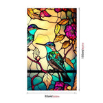 films décoratifs adhésifs oiseaux colorés feuilles fleurs moderne opaques fenêtres bleu vert jaune rouge