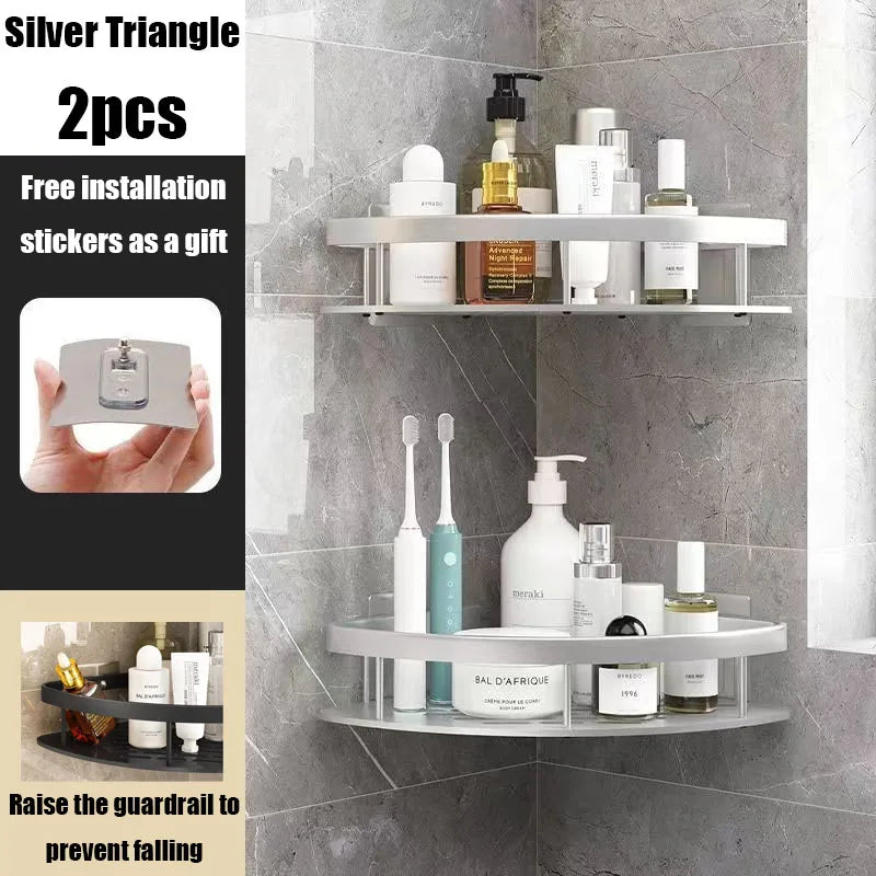 étagère salle bain moderne blanche adhésive rangement perforée aluminium unique