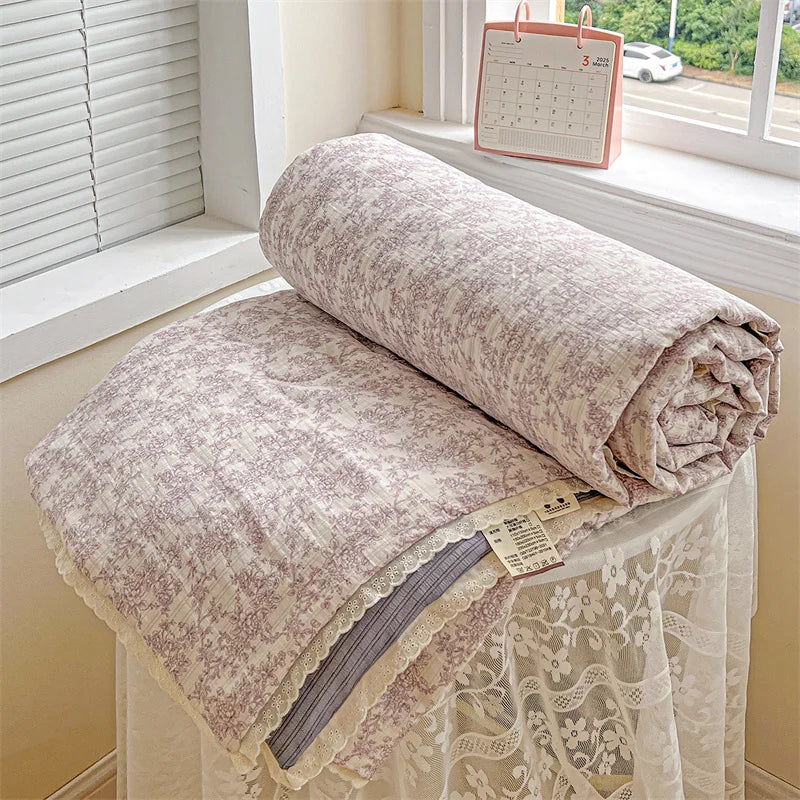 couette d'été imprimée floral vintage polyestère douce maison laver machine