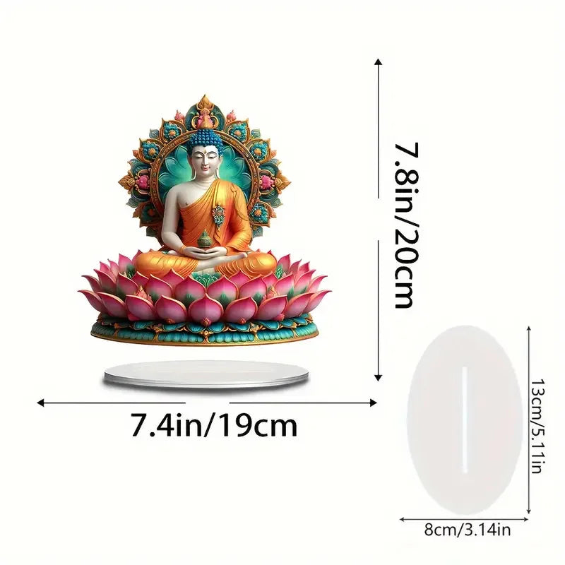 statue bouddha fleurs lotus or blanc artisanal decoratif maison