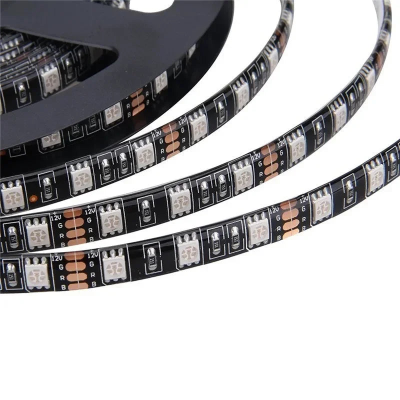 ruban led 5050 rgb 12v 60leds pcb noir adhésif moderne contrôleur cable connexion