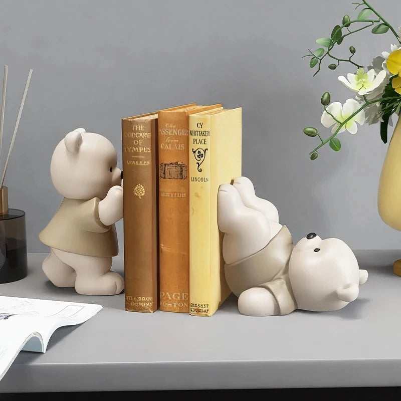 serre livres ourson décoratif résine peinte couleur marron coréen moderne figurine mignonne décoration intérieure