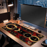 tapis souris noir floral cercles dorés antiderapante caoutchouc art déco gaming protection