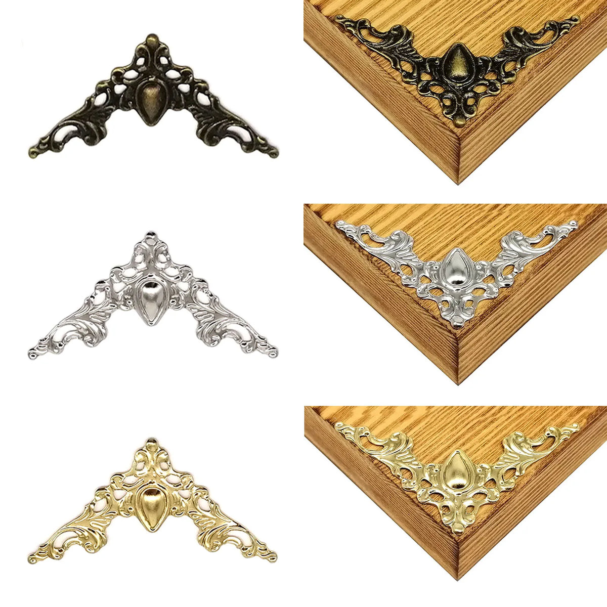 cornières décoratives argent bronze doré motifs floraux baroques vintage élégants fixations meubles