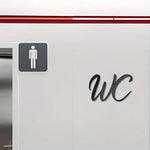 panneau wc adhésif lettres stylisées moderne opacité noir calligraphique set autocollants toilettes