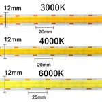 ruban led cob double rangée 24v flexible haute luminosité blanc chaud naturel froid