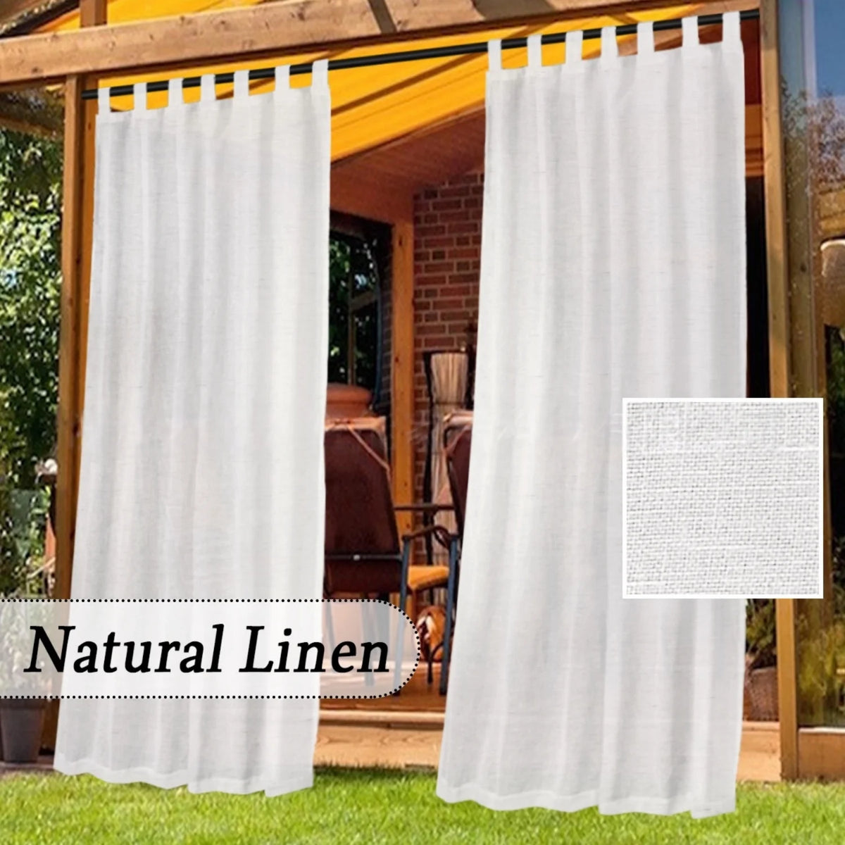 rideaux extérieurs tissu lin blanc semi transparent décontracté patio hospitalité