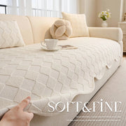 housse coussin canapé polyester géométrique motifs losanges texturés bord ondulé moderne