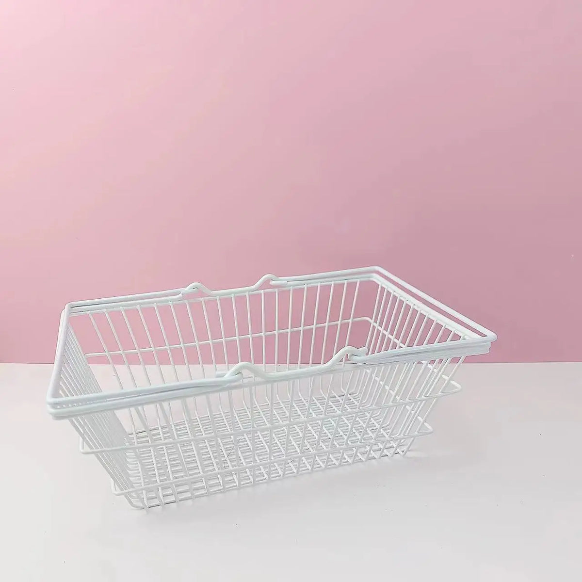 panier rangement rose clair réutilisable fer moderne minimaliste poignées détachables cosmétiques bijoux stockage fille