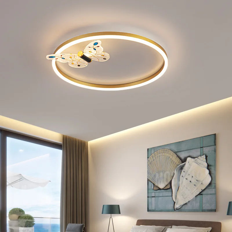 lampe moderne papillon décoratif blanc doré couleur variée interrupteur bouton led