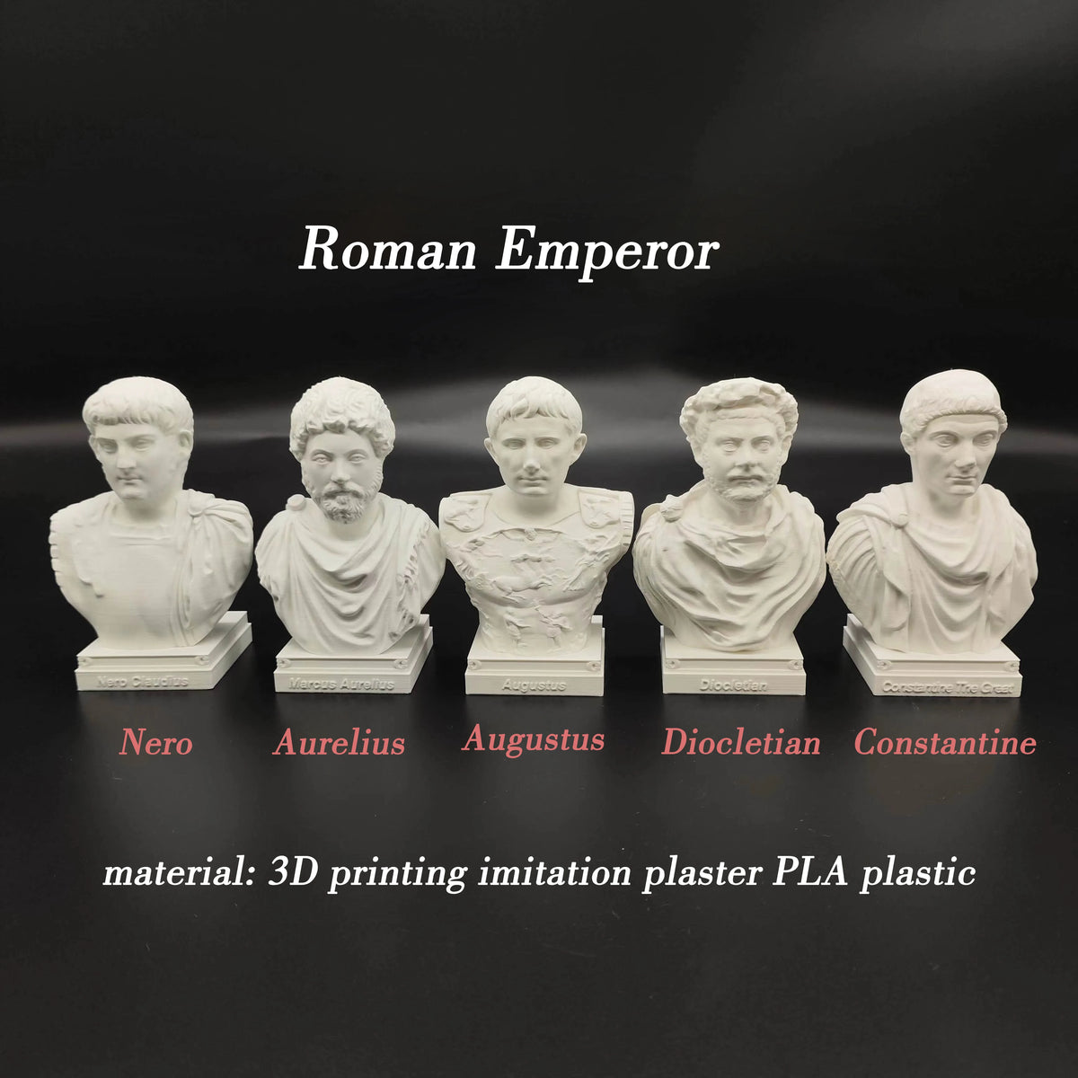 statues romaines antiques blanc bustes historiques détails classiques socle carré blanc