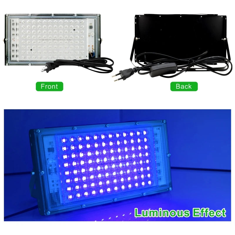 projecteur led uv ip65 étanche 100w 50w noir blanc moderne câble us eu