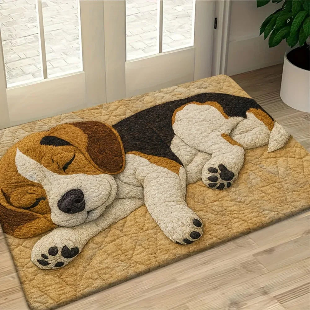 tapis décoratif intérieur antidérapant motifs animaux ours chat enfantin texture poilue