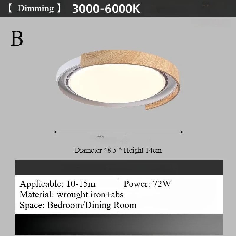 luminaire moderne bois grainé marron foncé éclairage ventilateur led invisible chambre coucher
