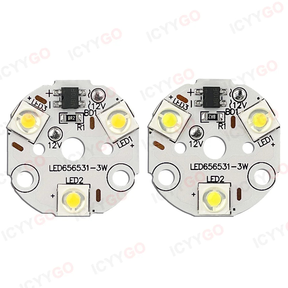 modules led blanc chaud 3w 12v 31mm industriels trous fixation