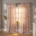 rideau fleuri polyester translucide classique franges beige rose vert bleu maison