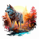 autocollant mural loup aquarelle décoration chambre enfant salon sticker animal décoratif mural artistique