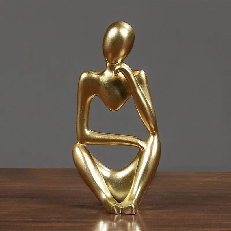 décoration intérieure moderne abstraite résine thinker statues noir doré argenté vases boisclair artworks