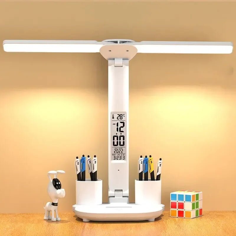 lampe led rechargeable usb horloge affichage numérique blanc moderne 180deg rotation pliable