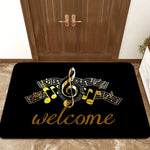 tapis sol noir notes musicales moderne antidérapant résistant décoloration 40x60cm bienvenue doré salon