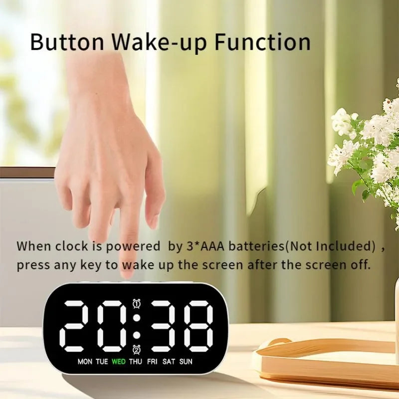 horloge numérique LED multi fonctions alarme date temps blanc vert bleu moderne