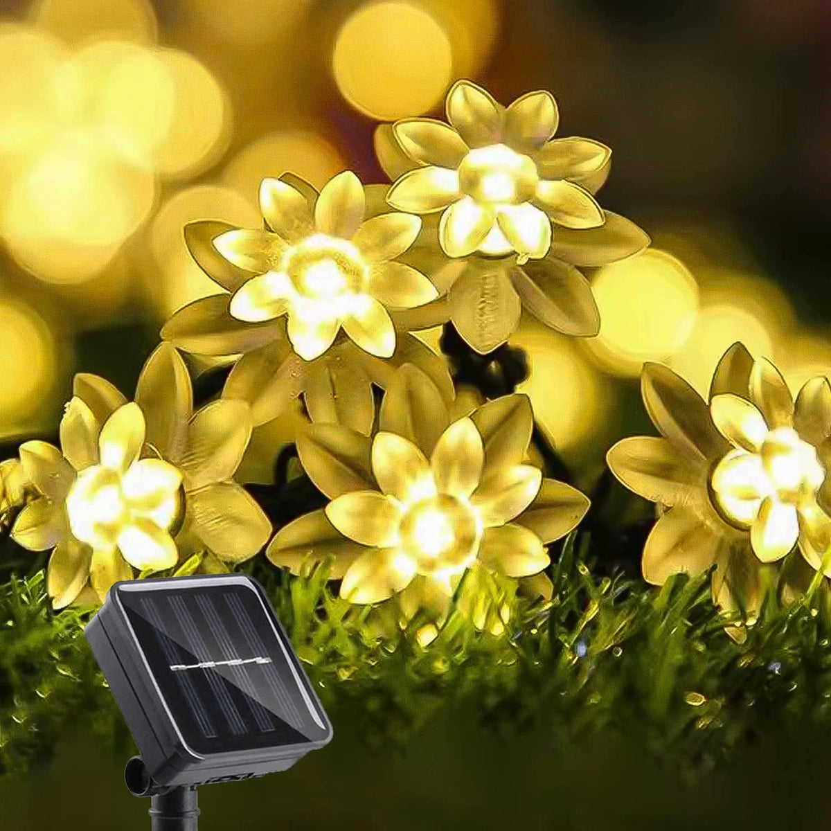 guirlande lumineuse fleurs multicolore moderne extérieure led solaire ip65 12m 100leds jardin decoration festive