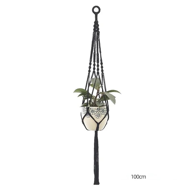 support plante suspendue macramé blanc cassé boho pot fleurs décoration balcon intérieur jardin