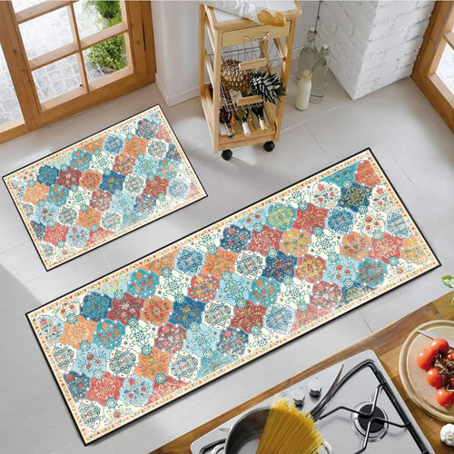tapis cuisine antidérapant résistant facile nettoyer moderne noir blanc bleu orange gris vert rouge