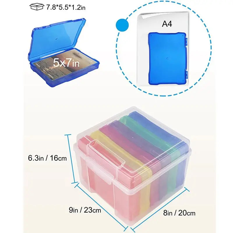 boîtes rangement transparentes multicolores réutiliables pratique modernes 5x7 poucesscrição abaixo em português, mas baseada