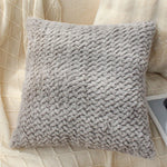 coussin peluche gris moderne 45x45cm simple motif géométrique décoration intérieure farmhouse