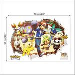 sticker mural 3d pokemon pikachu personnages animés arrière plan naturel adhésif