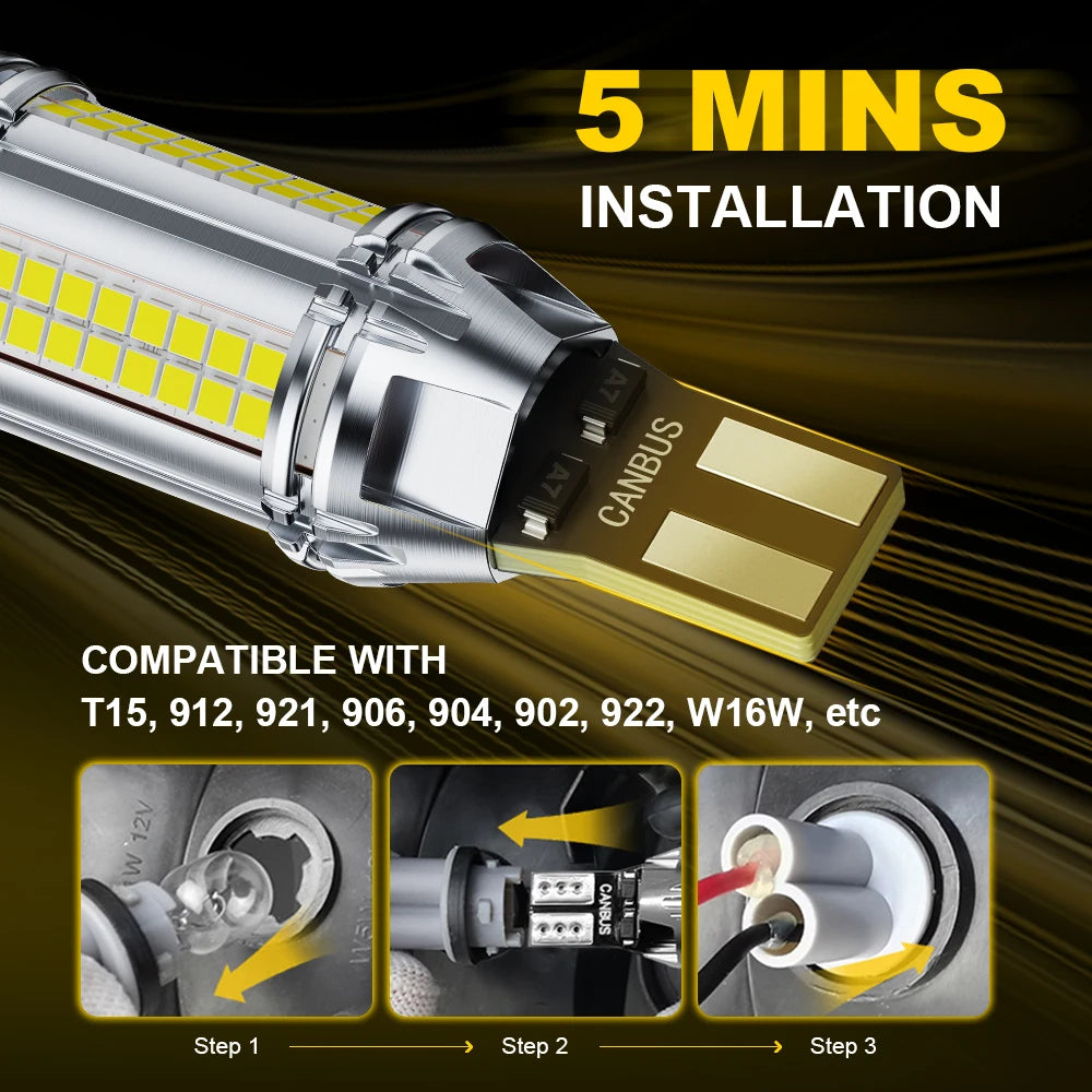 ampoules led canbus t15 blanc doré 6500k sans erreur 360 lumiere non polarité feux