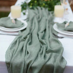 serviettes table vert olive rose bleu clair gris texture lin naturelle classique maison wedding