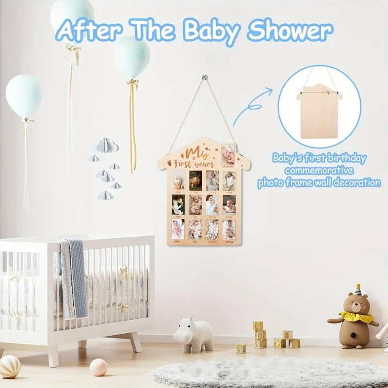 Panneau jalons bébé avec photos des 12 mois