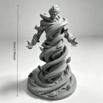 statue spirale vent fantôme noir blanc argenté artisanal main sculpté détails floraux base fantaisie