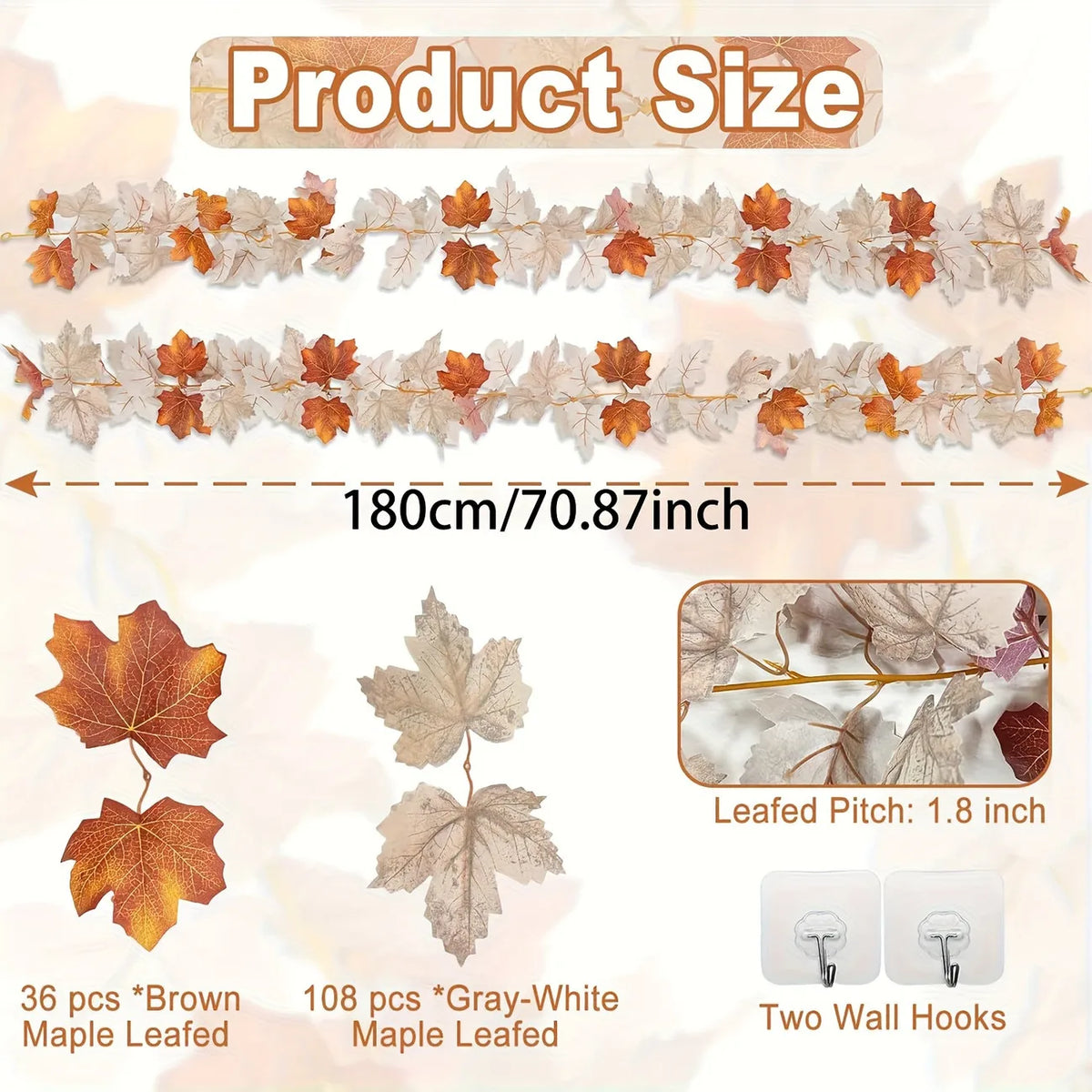 guirlande feuilles érable automne decoration murale crochets feuilles marron grises table cheminée festive